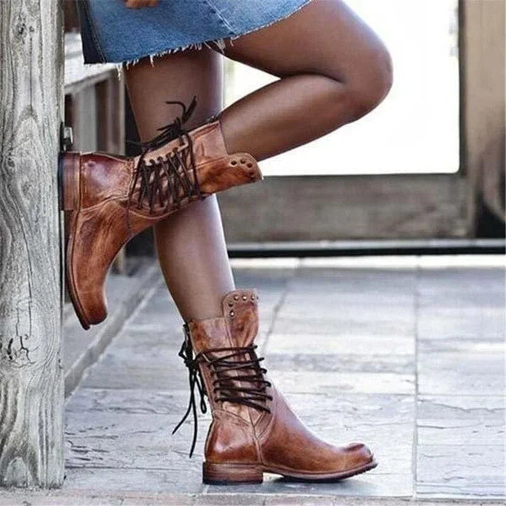 Lacey | Stylish Leather Boots With Laces