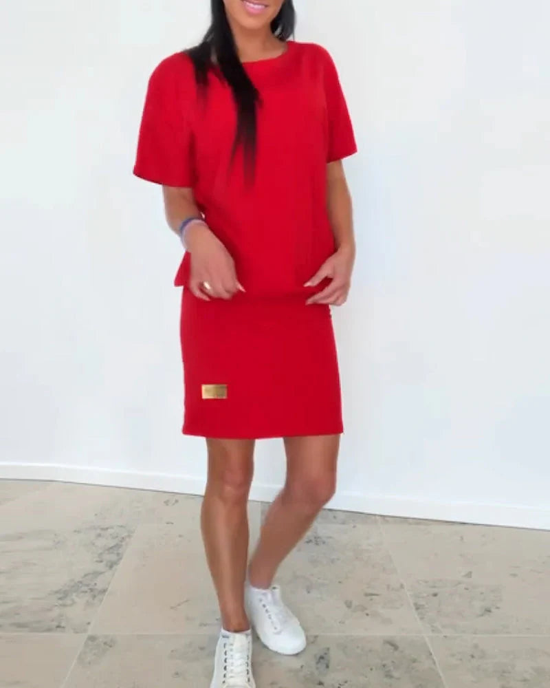 Lunera | Sculpted Jersey Tee & Skirt Set