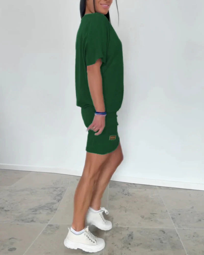 Lunera | Sculpted Jersey Tee & Skirt Set
