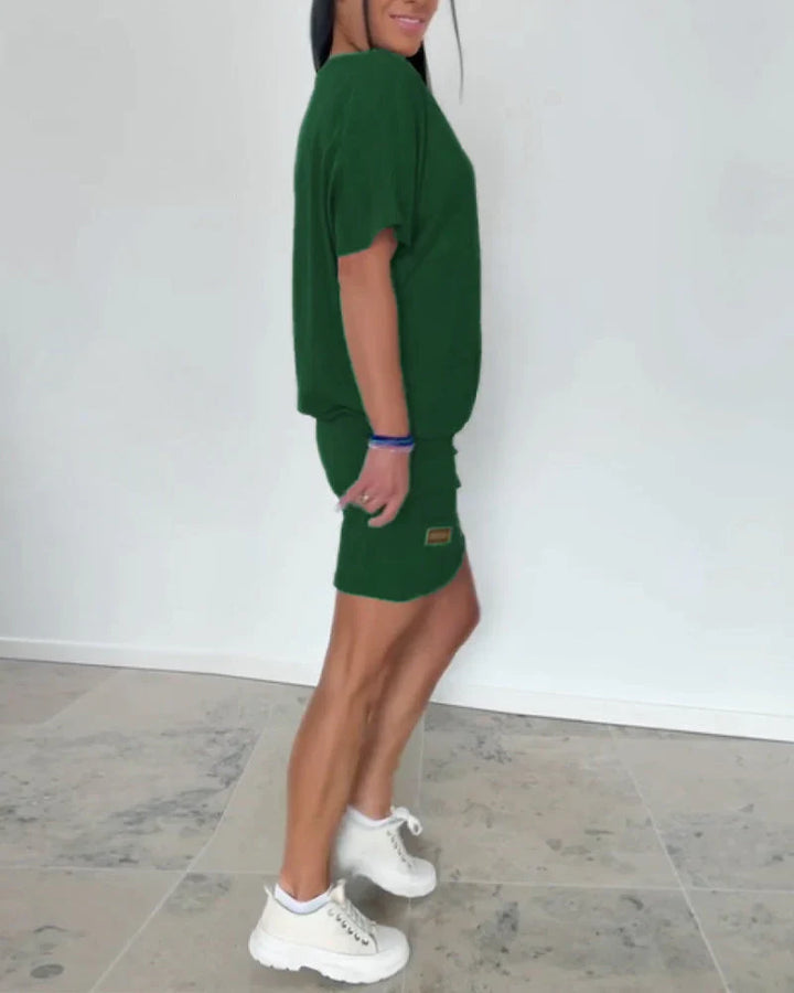 Lunera | Sculpted Jersey Tee & Skirt Set