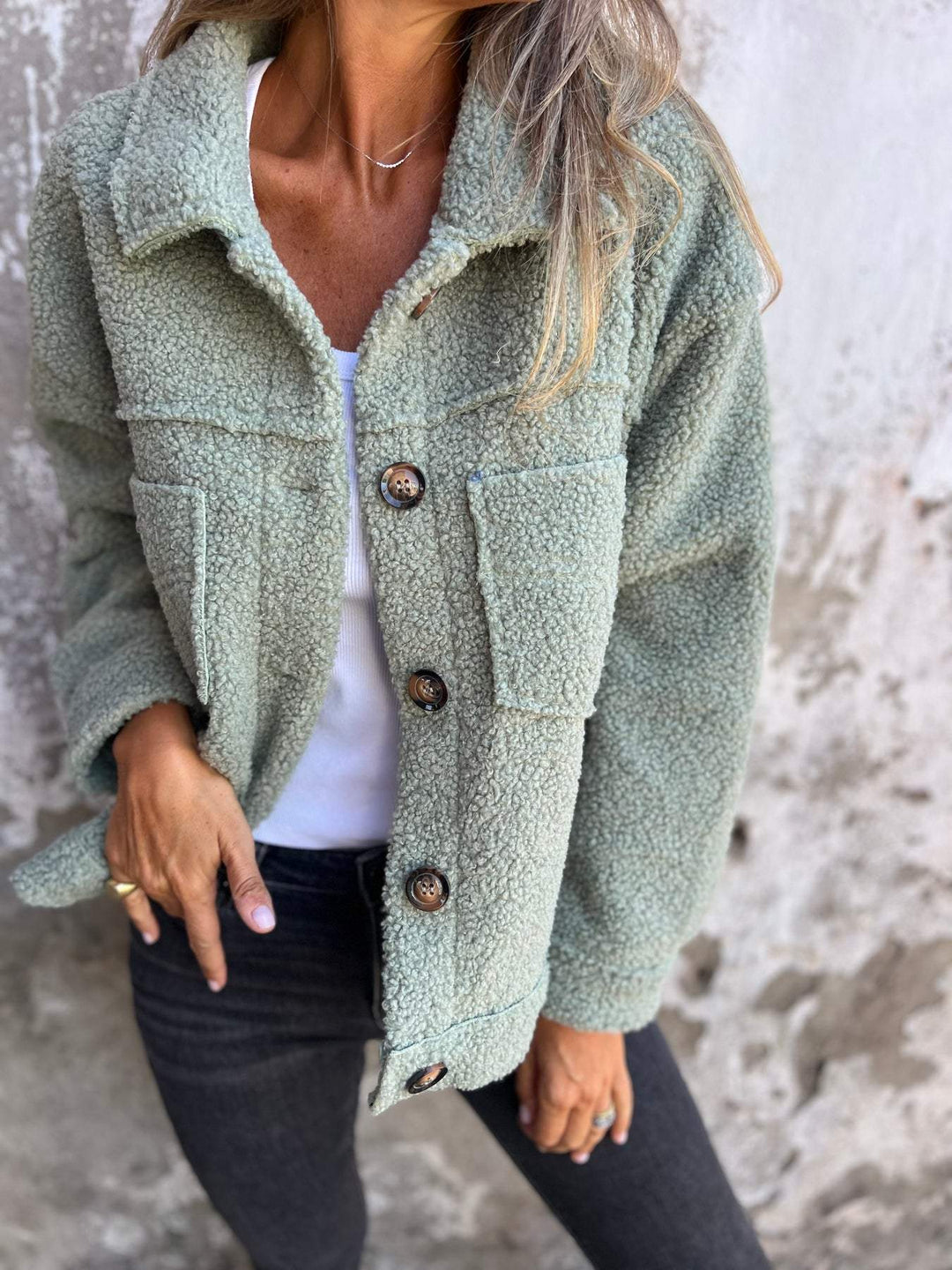 Solena | Boxy Textured Button Jacket