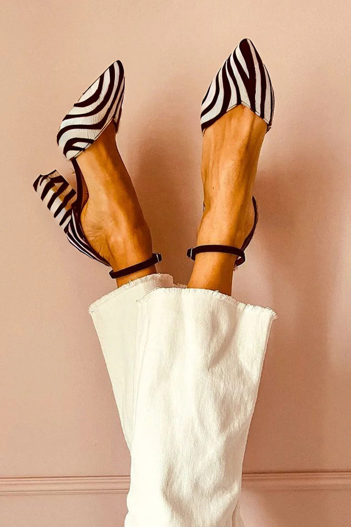 Liora | Zebra-Print Mid Heel Sandals