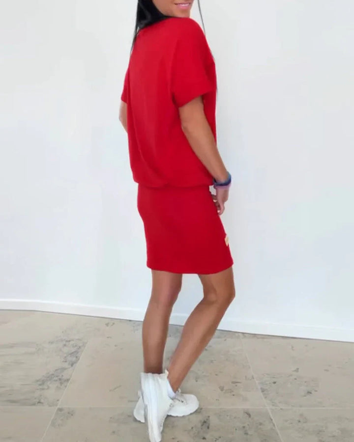 Lunera | Sculpted Jersey Tee & Skirt Set