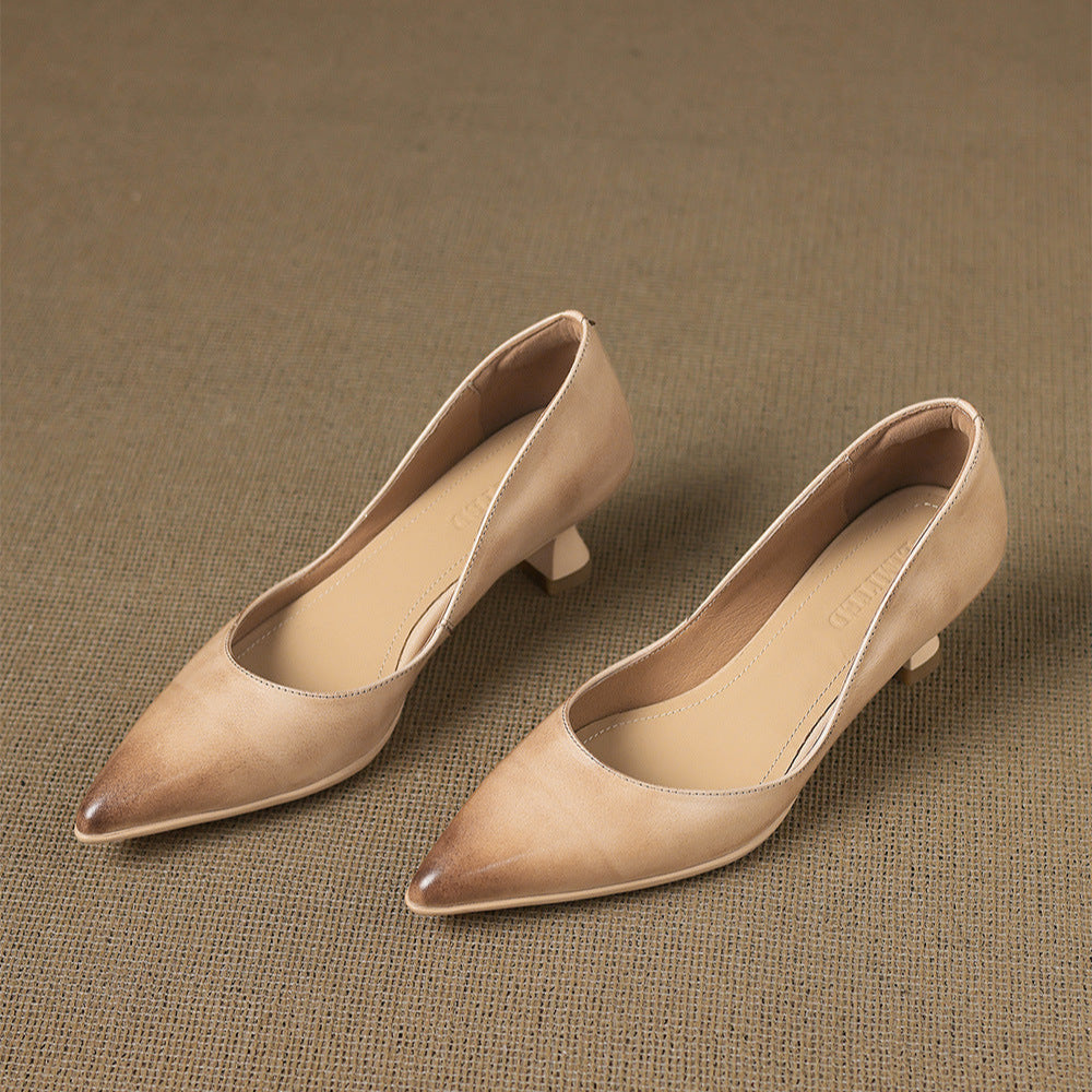 Seraphine | Sculpted Leather Knitted Heels