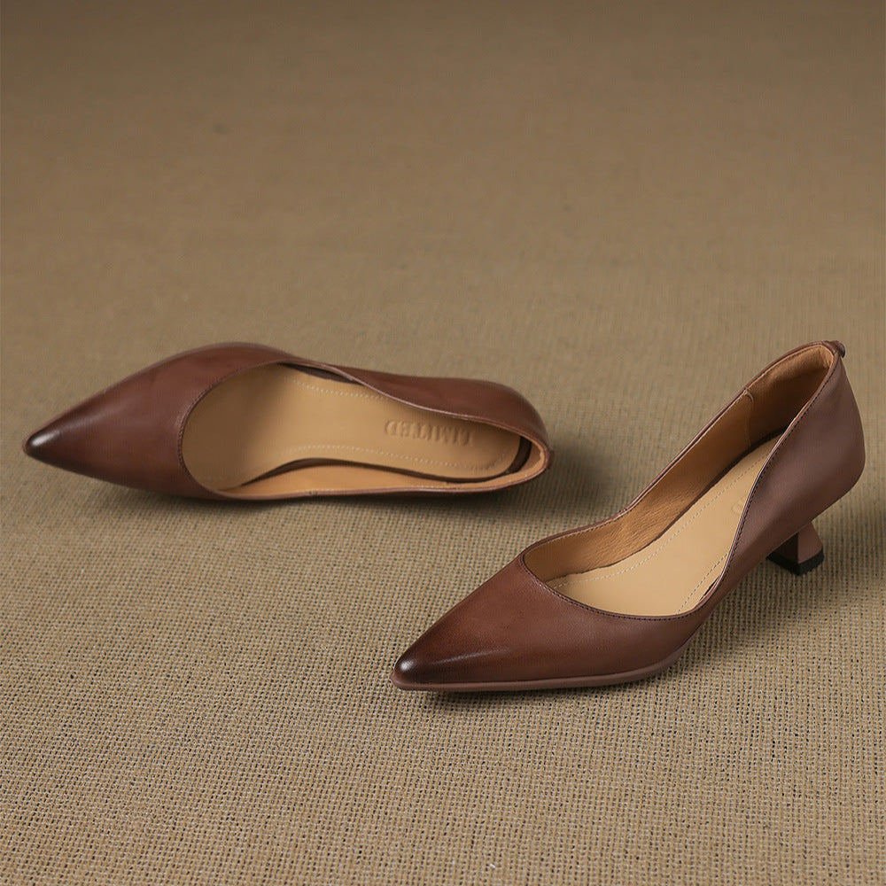 Seraphine | Sculpted Leather Knitted Heels