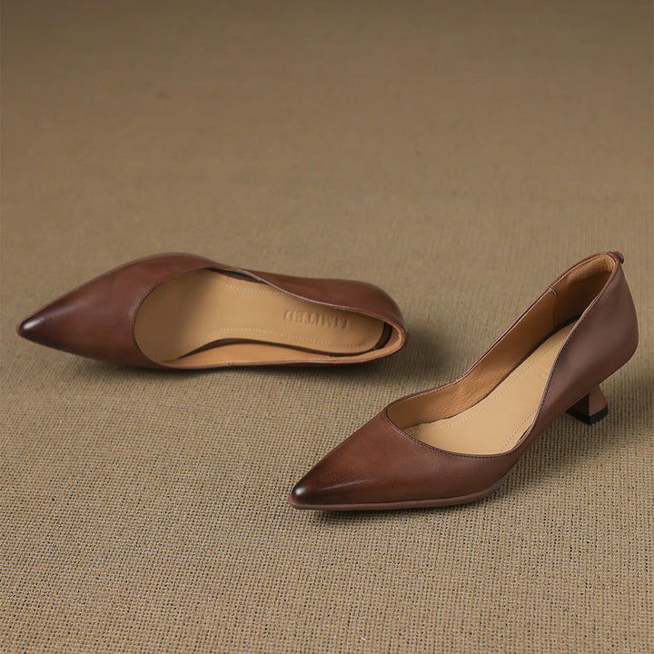 Seraphine | Sculpted Leather Knitted Heels