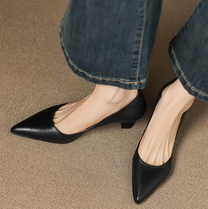 Seraphine | Sculpted Leather Knitted Heels