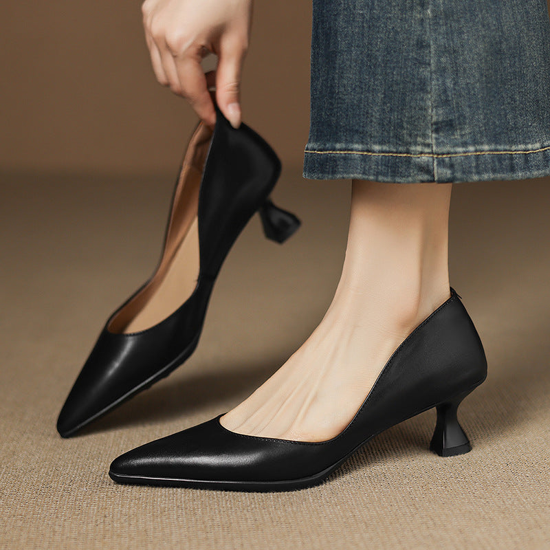 Seraphine | Sculpted Leather Knitted Heels