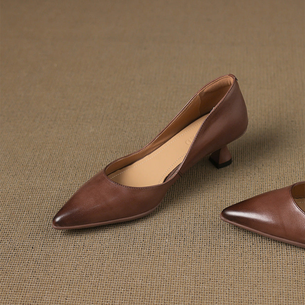 Seraphine | Sculpted Leather Knitted Heels
