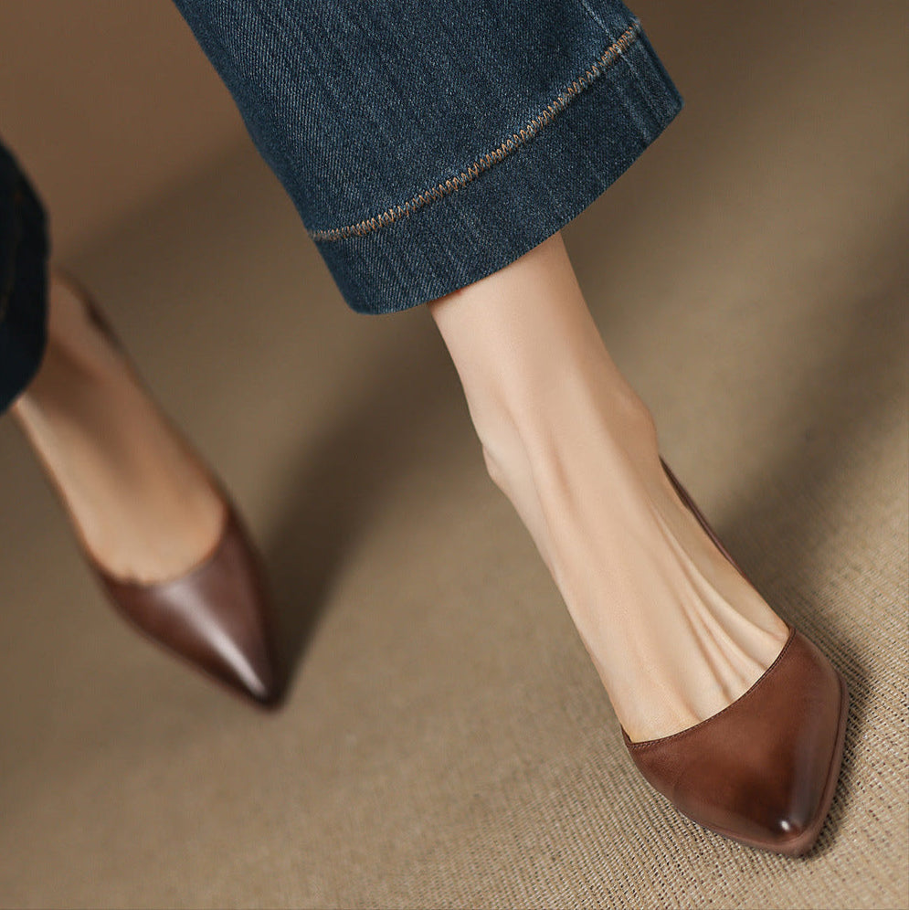 Seraphine | Sculpted Leather Knitted Heels