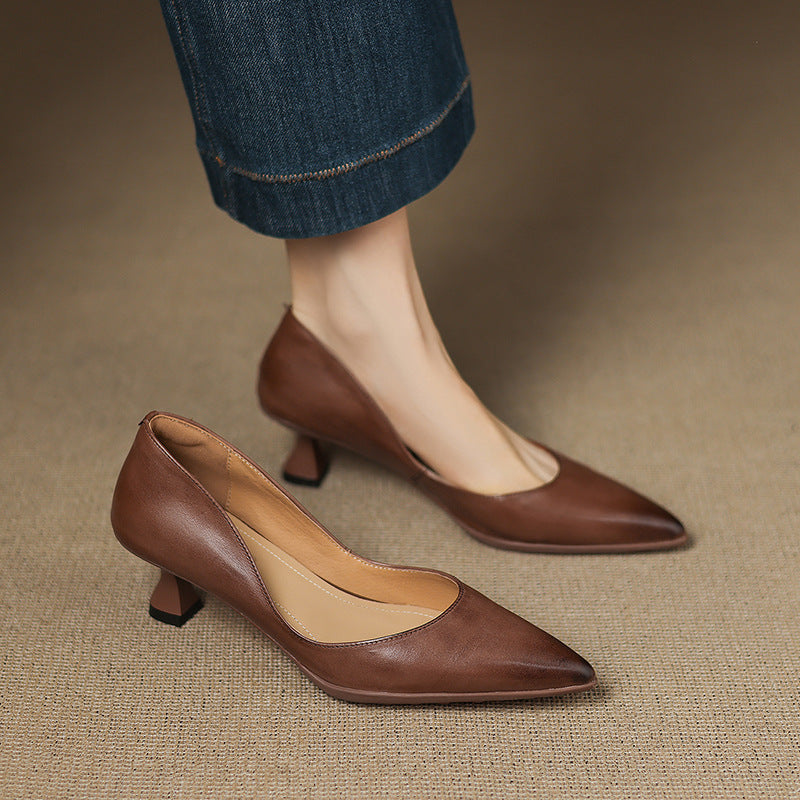 Seraphine | Sculpted Leather Knitted Heels