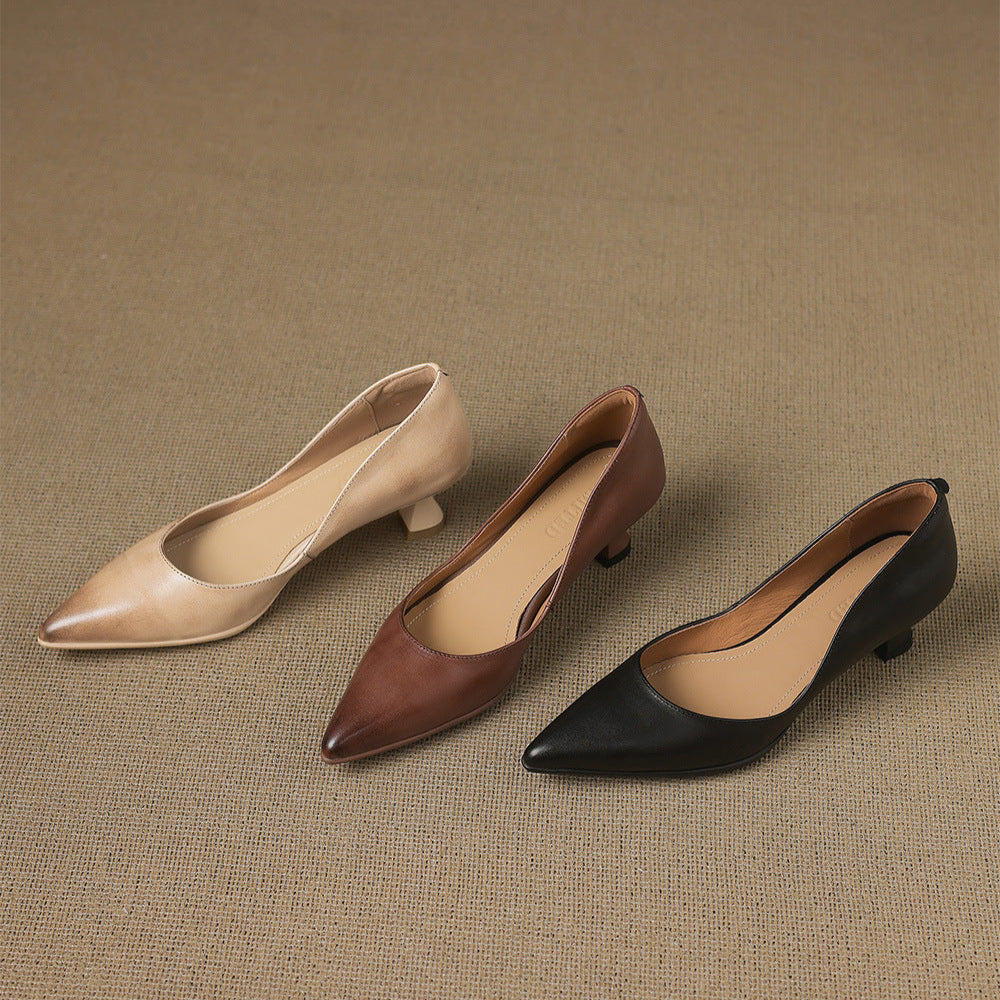 Seraphine | Sculpted Leather Knitted Heels