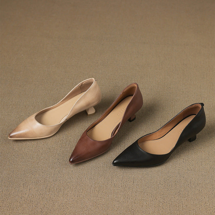 Seraphine | Sculpted Leather Knitted Heels