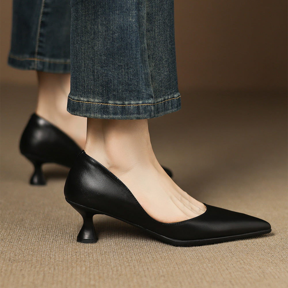 Seraphine | Sculpted Leather Knitted Heels