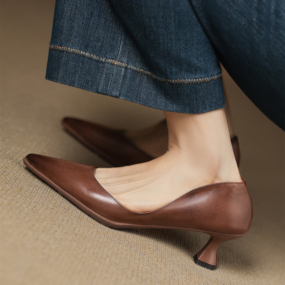 Seraphine | Sculpted Leather Knitted Heels