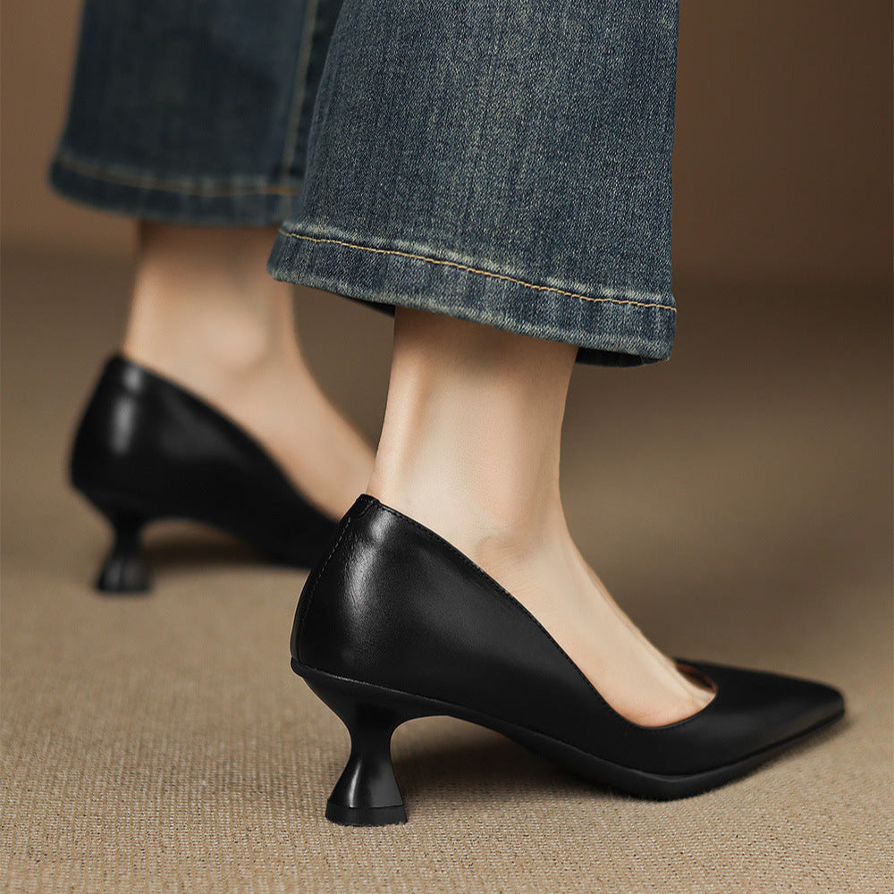 Seraphine | Sculpted Leather Knitted Heels