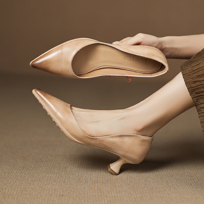 Seraphine | Sculpted Leather Knitted Heels