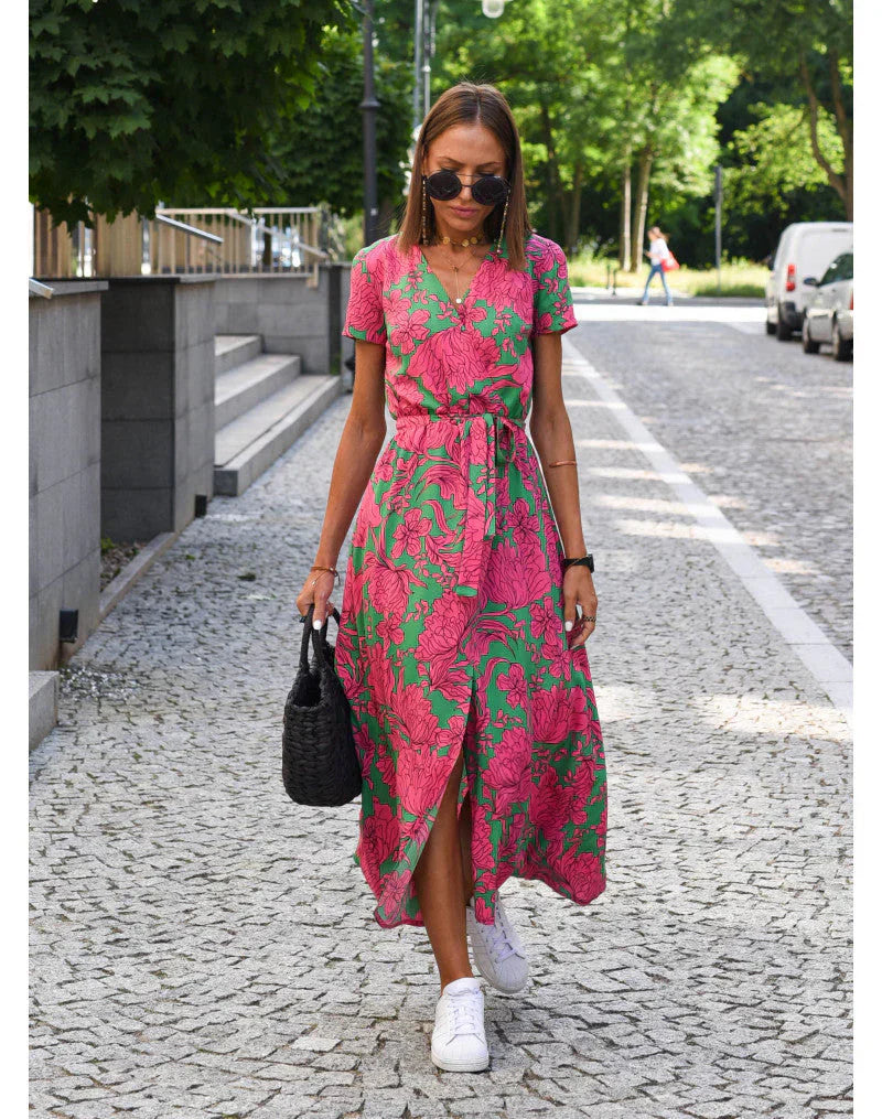 Elisara | Drape-Front V-Neck Midi Dress