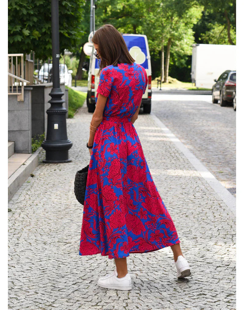 Elisara | Drape-Front V-Neck Midi Dress