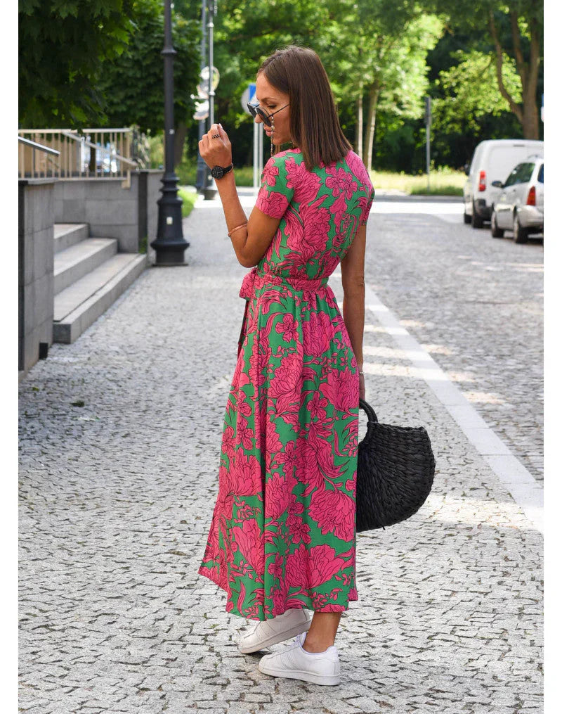 Elisara | Drape-Front V-Neck Midi Dress