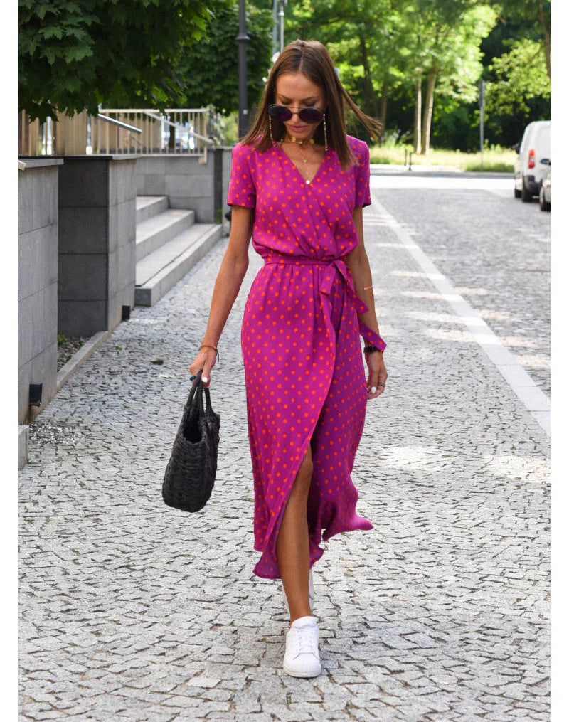 Elisara | Drape-Front V-Neck Midi Dress