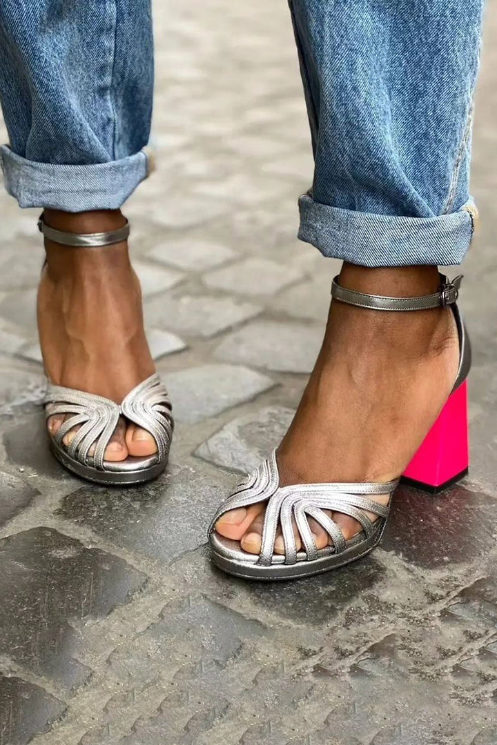 Isolde | Fuchsia Block Heel Sandals