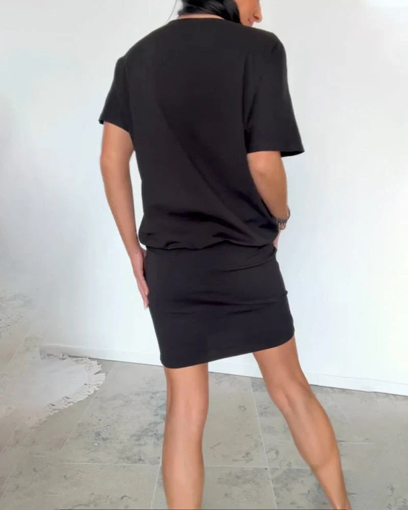 Lunera | Sculpted Jersey Tee & Skirt Set