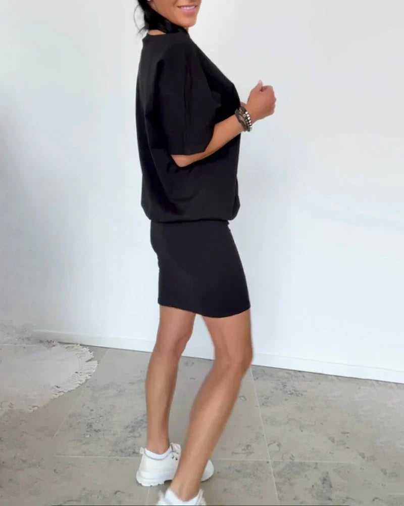 Lunera | Sculpted Jersey Tee & Skirt Set