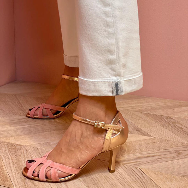Meliora | Gold & Blush Stiletto Sandals