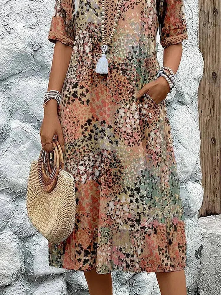 Kaia | Vibrant Print Midi Dress