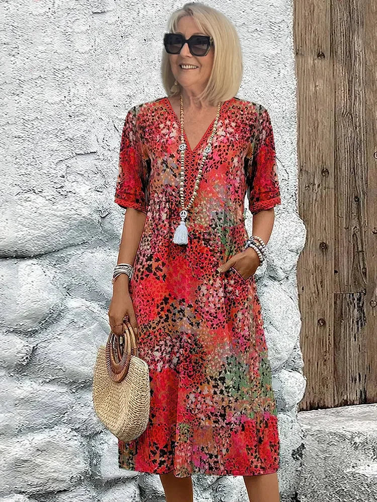 Kaia | Vibrant Print Midi Dress
