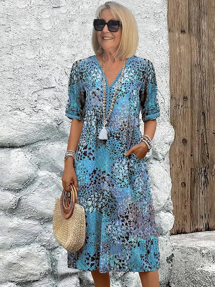 Kaia | Vibrant Print Midi Dress
