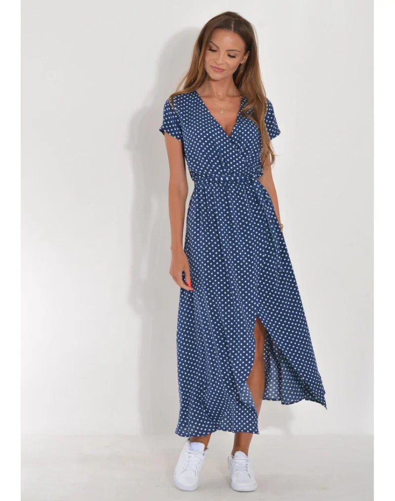 Elisara | Drape-Front V-Neck Midi Dress