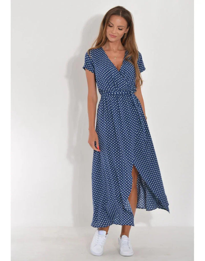 Elisara | Drape-Front V-Neck Midi Dress