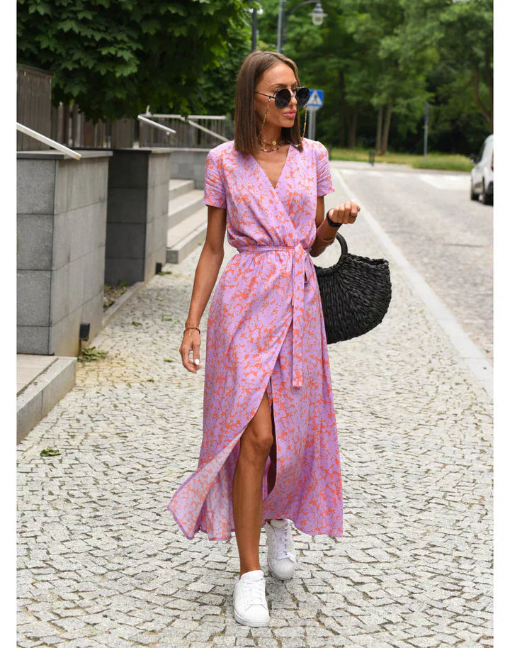 Elisara | Drape-Front V-Neck Midi Dress